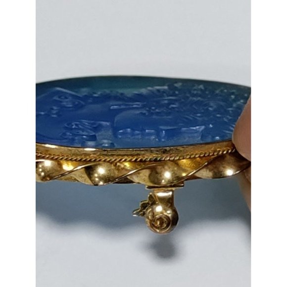 Vintage Vermeil Gold-Plated Glass Victorian Brooch Pendant Exquisite Piece - Picture 6 of 9